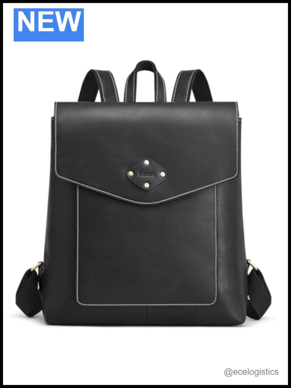 Genuine Leather Flapover Backpack Purse Women Adjustable Straps Travel Daypack